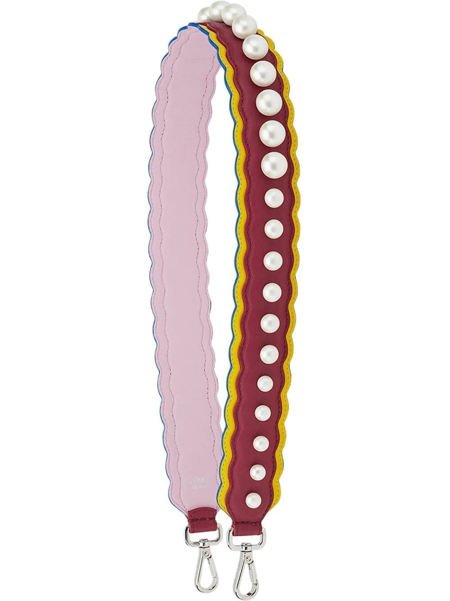 Fendi Strap You Pearl Embellished Black Cherry Lemon Shoulder Strap 8AV077