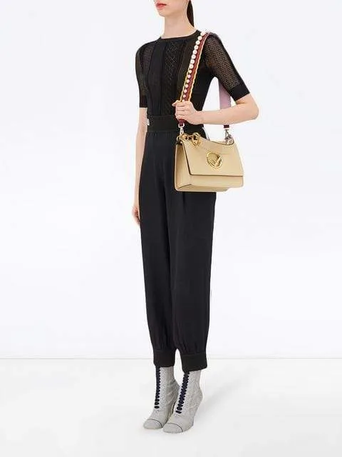 Fendi Strap You Pearl Embellished Black Cherry Lemon Shoulder Strap 8AV077