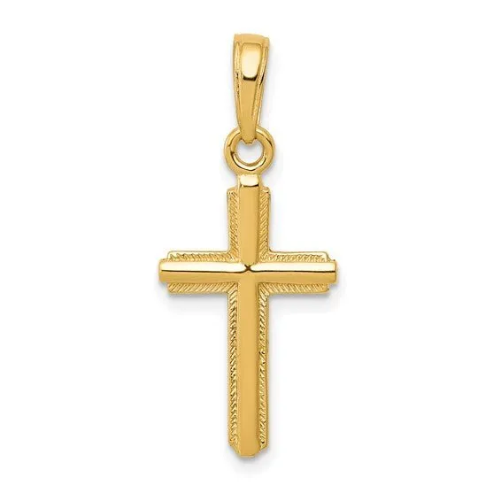 Flat Cross with Stripped Border Pendant