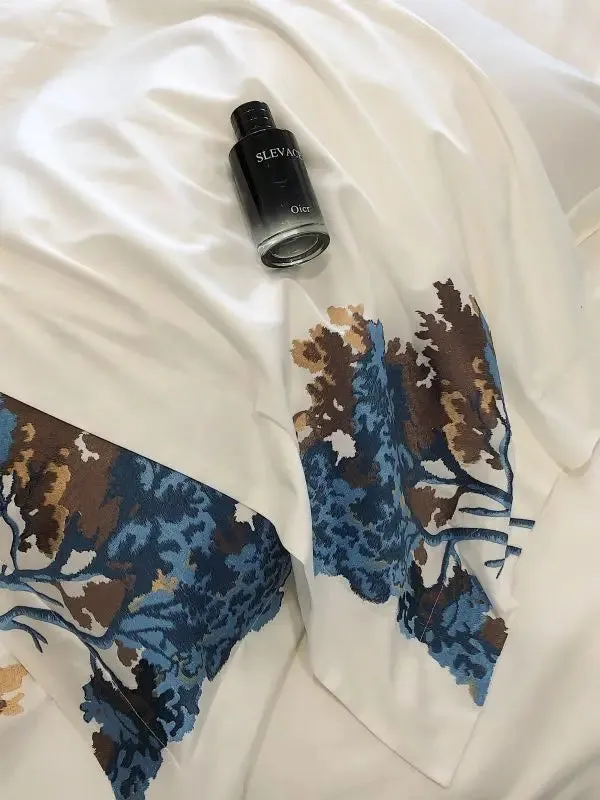 Flytonn-Egyptian Cotton Bedding Set, Luxury Chinese Style, Embroidery, Duvet Cover Set, Bed Sheet, Pillowcases, Home Textiles, 1000TC