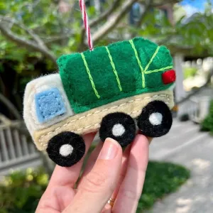 Garbage Truck Felt Wool Ornament