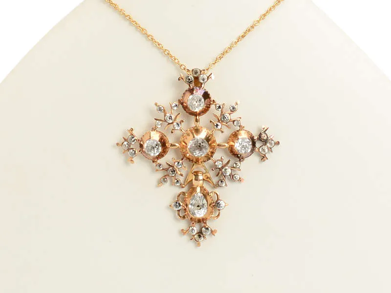 Georgian Black Dot Paste Rose Gold Pendant