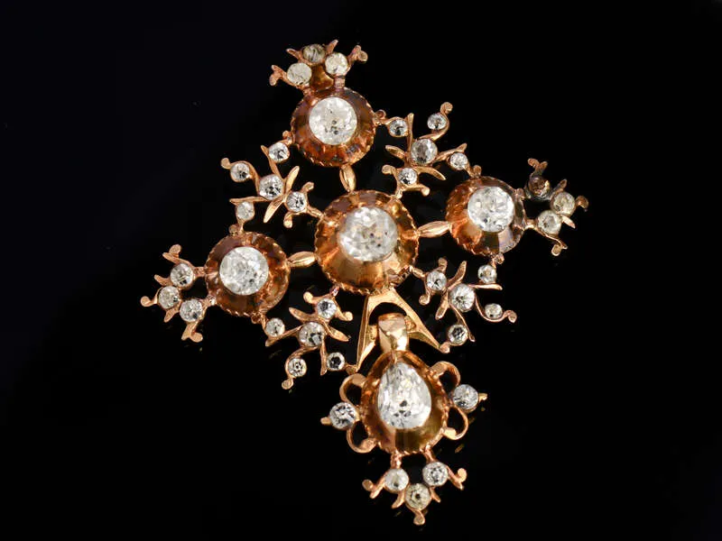 Georgian Black Dot Paste Rose Gold Pendant