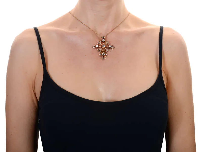 Georgian Black Dot Paste Rose Gold Pendant