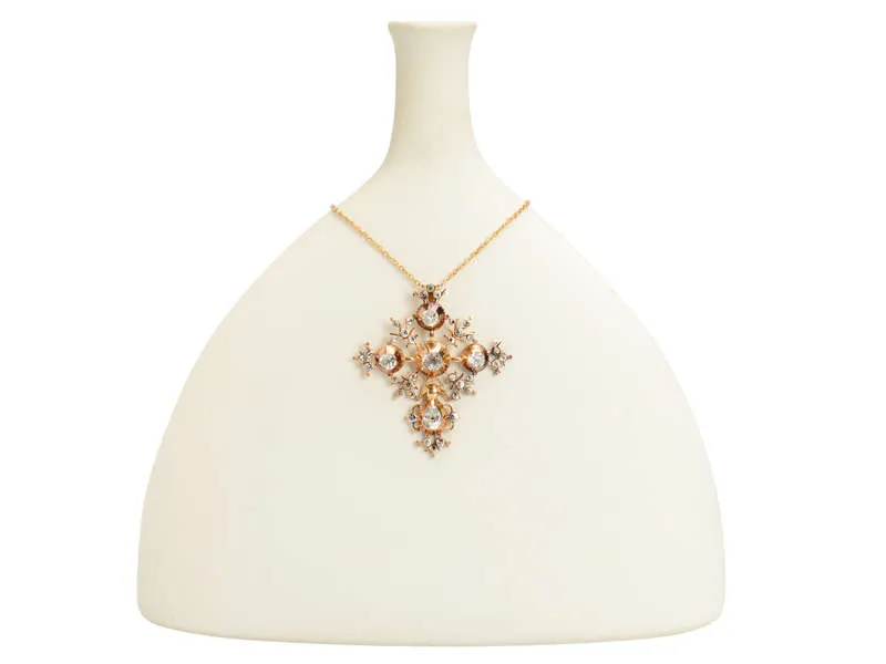 Georgian Black Dot Paste Rose Gold Pendant