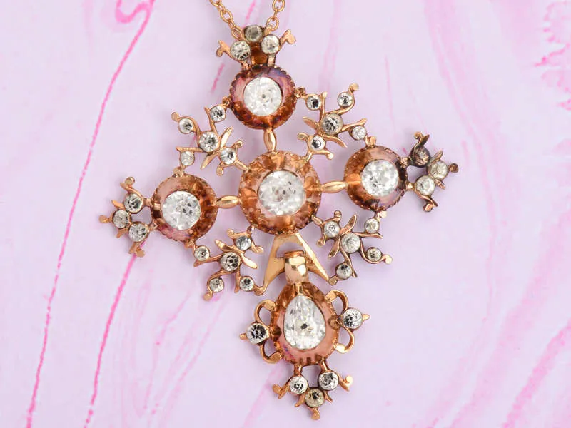 Georgian Black Dot Paste Rose Gold Pendant
