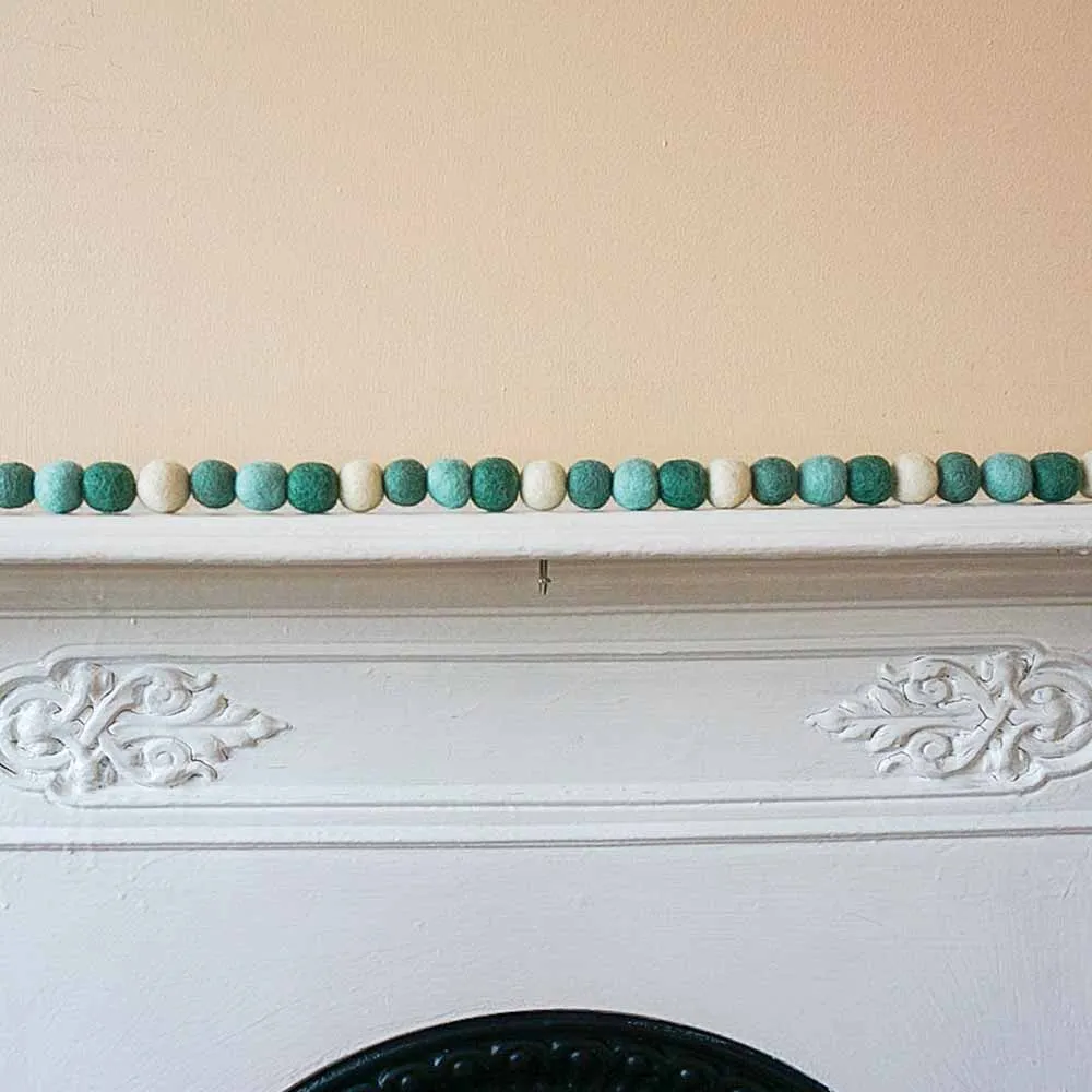 Hand Felted Ball Garland - Christmas Greens