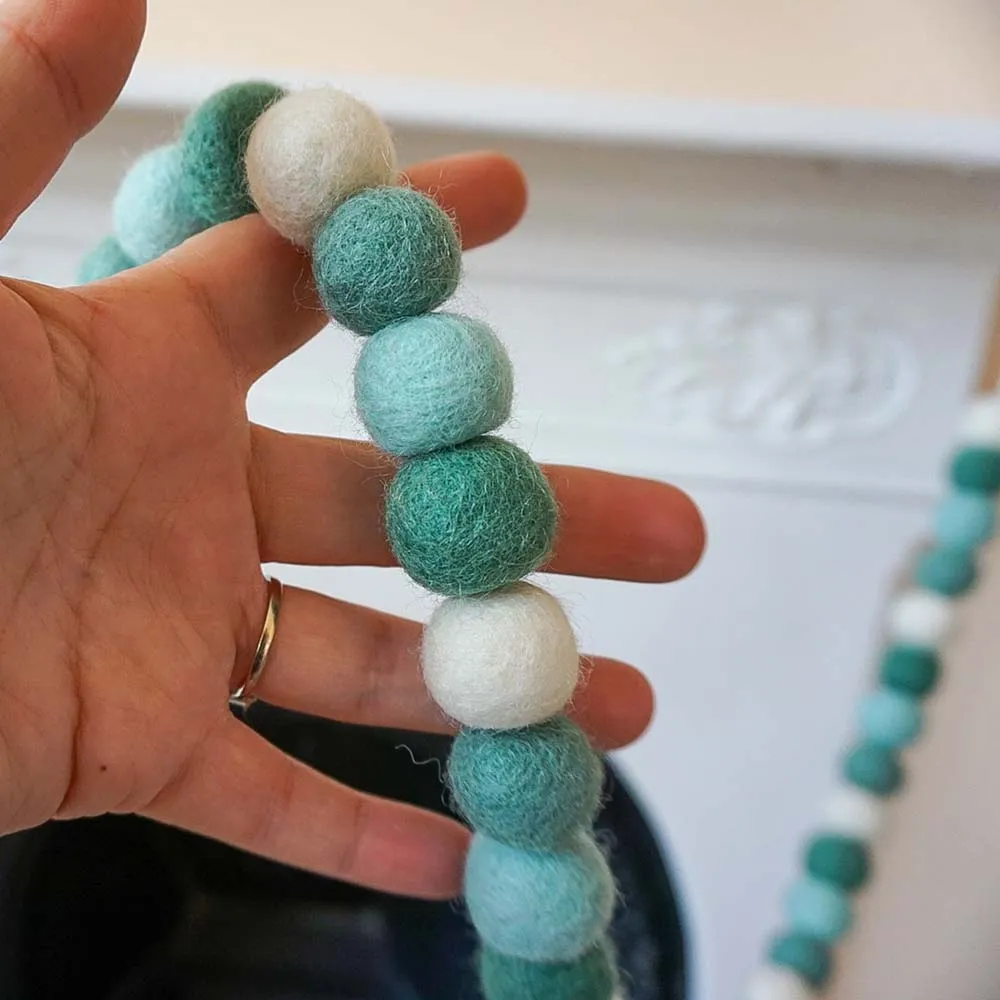 Hand Felted Ball Garland - Christmas Greens
