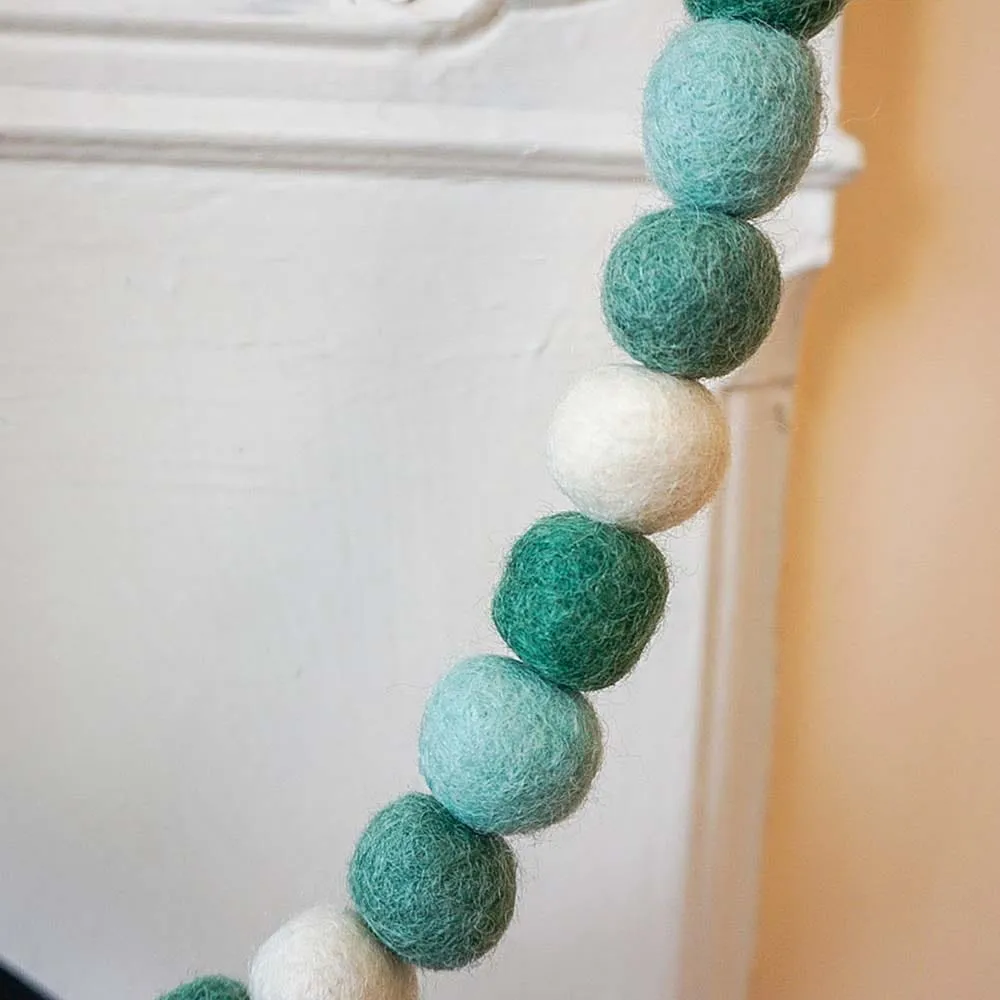 Hand Felted Ball Garland - Christmas Greens