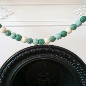 Hand Felted Ball Garland - Christmas Greens