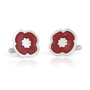 Handmade Sterling Silver Remembrance Poppy Cufflinks