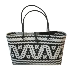 Helping Hands Penan Black and White Handwoven Basket Style Shoulder Bag