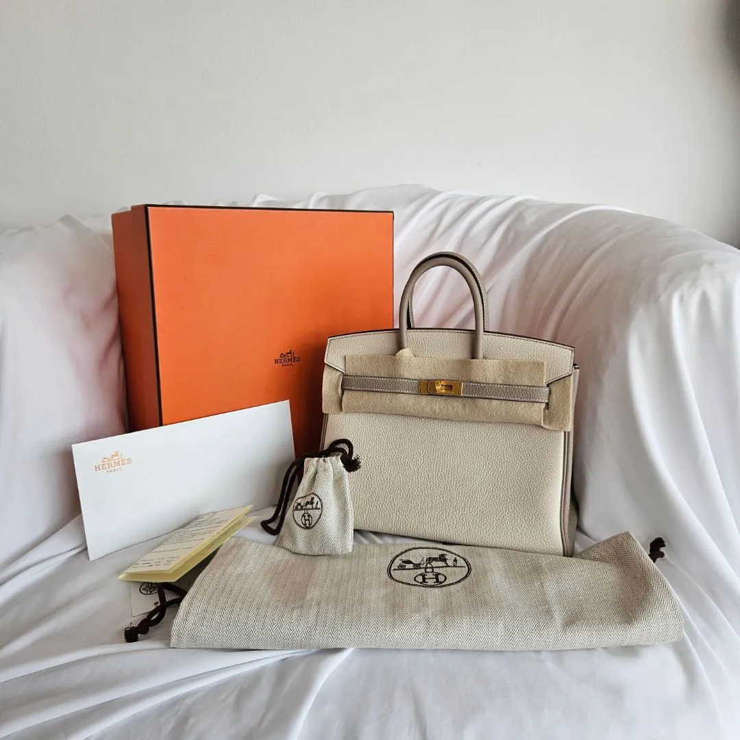 Hermès Birkin 25 HSS in Nata/Gris Tourterelle GHW