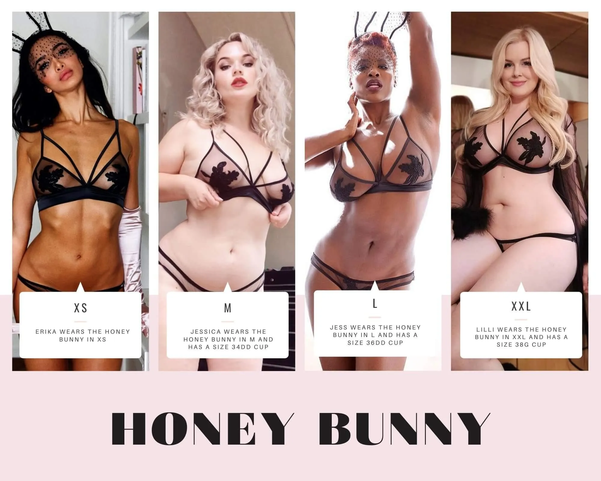 Honey Bunny Non-Wired Strappy Bralette in Black