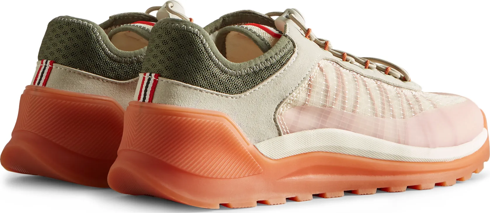 HUNTER Women&#x27;s Travel Trainer Shaded White/Lichen Green/Skimming Stone/Coral Shade | Buy HUNTER Women&#x27;s Travel Trainer Shaded White/Lichen Green/Skimming Stone/Coral Shade here | Outnorth