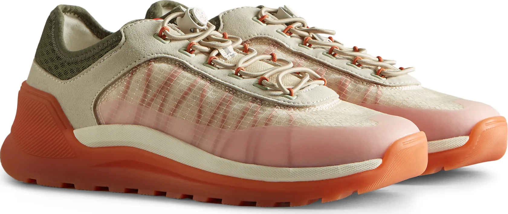 HUNTER Women&#x27;s Travel Trainer Shaded White/Lichen Green/Skimming Stone/Coral Shade | Buy HUNTER Women&#x27;s Travel Trainer Shaded White/Lichen Green/Skimming Stone/Coral Shade here | Outnorth