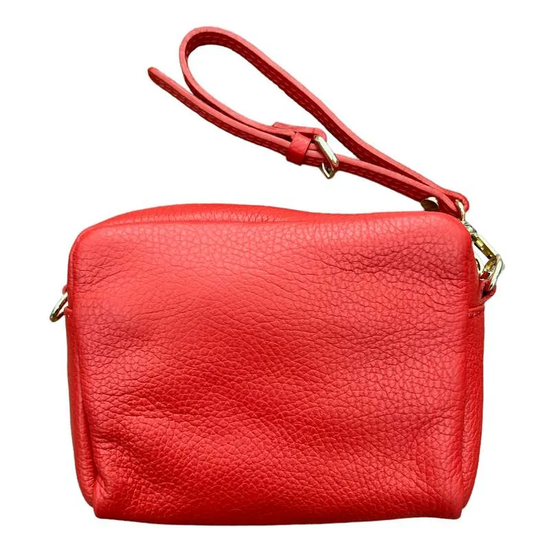 Italian Leather Box Bag in Red