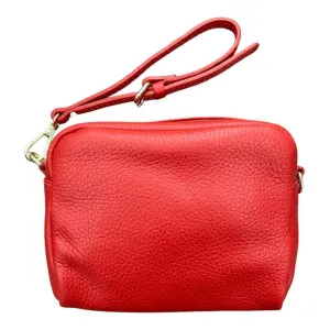 Italian Leather Box Bag in Red