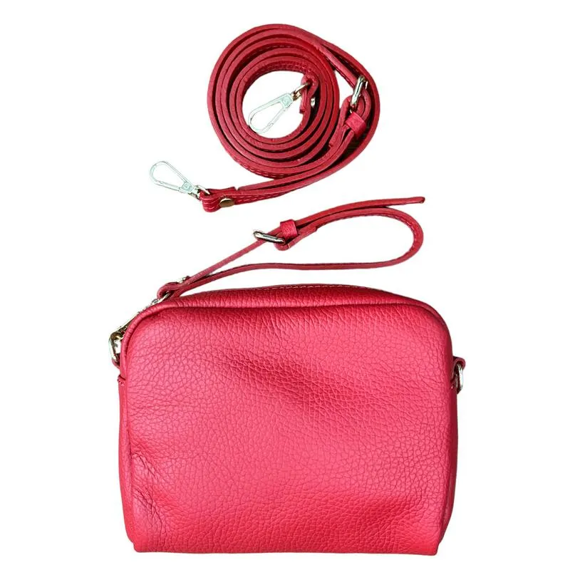 Italian Leather Box Bag in Red