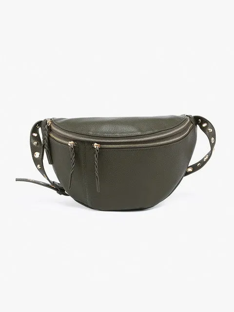 Jen & Co Nova Studded Slip Bag with Braided Zippers - Variety