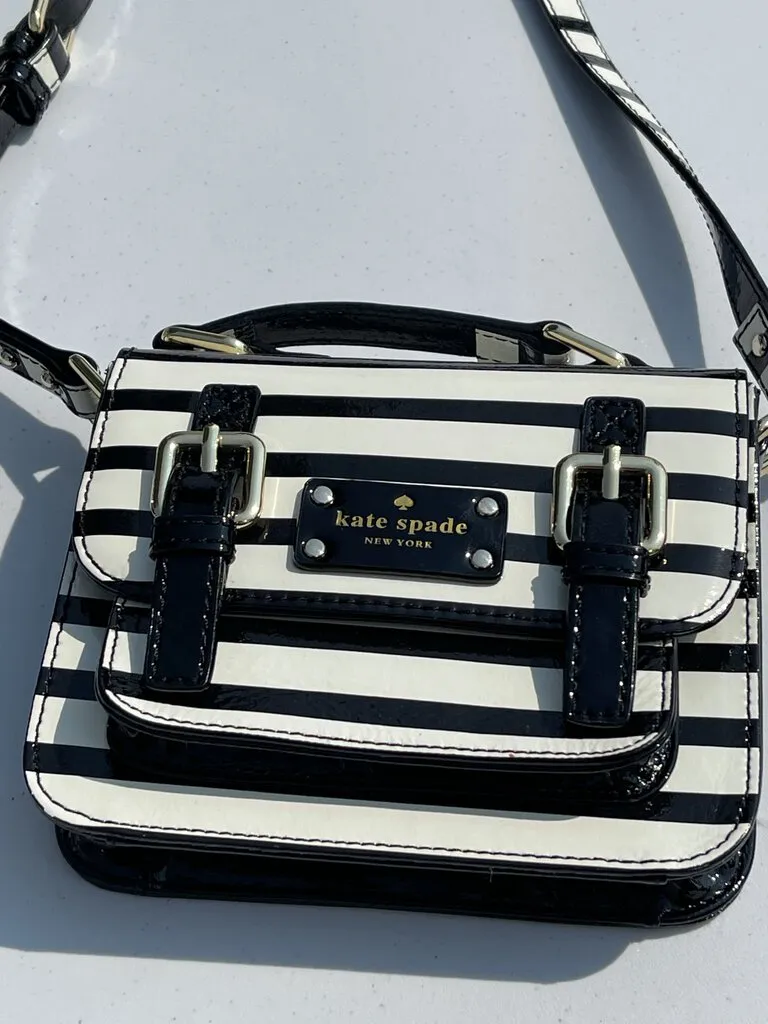 Kate Spade Striped Handbag 6.2 Inches long x 1 Inch Wide x 5.5 inches tall