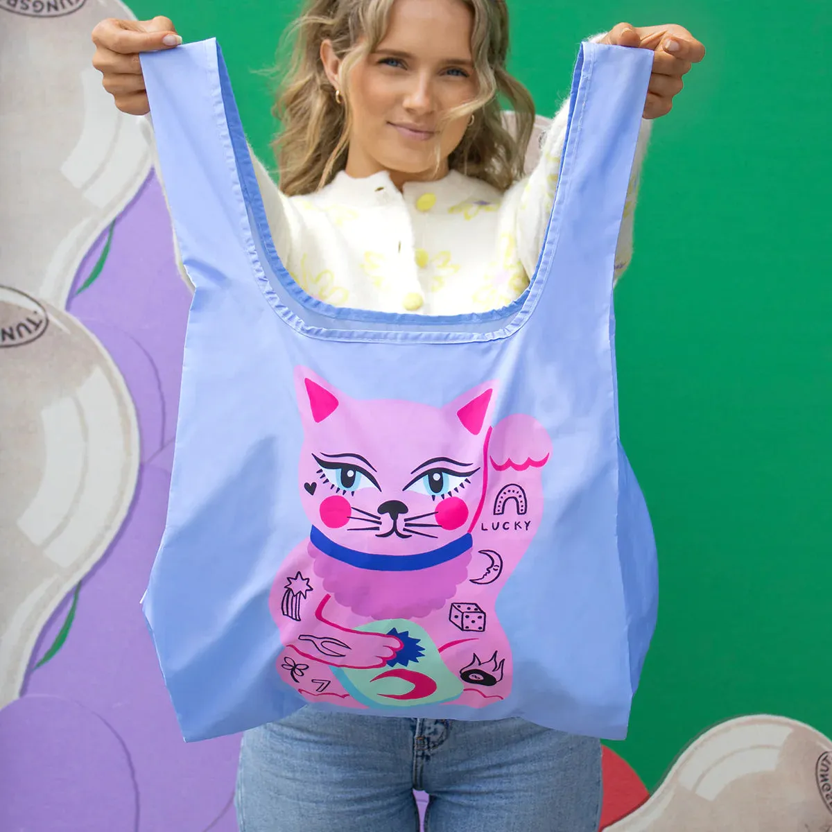Kind Bag: Reusable Bag Collab Amy Hastings Lucky Cat