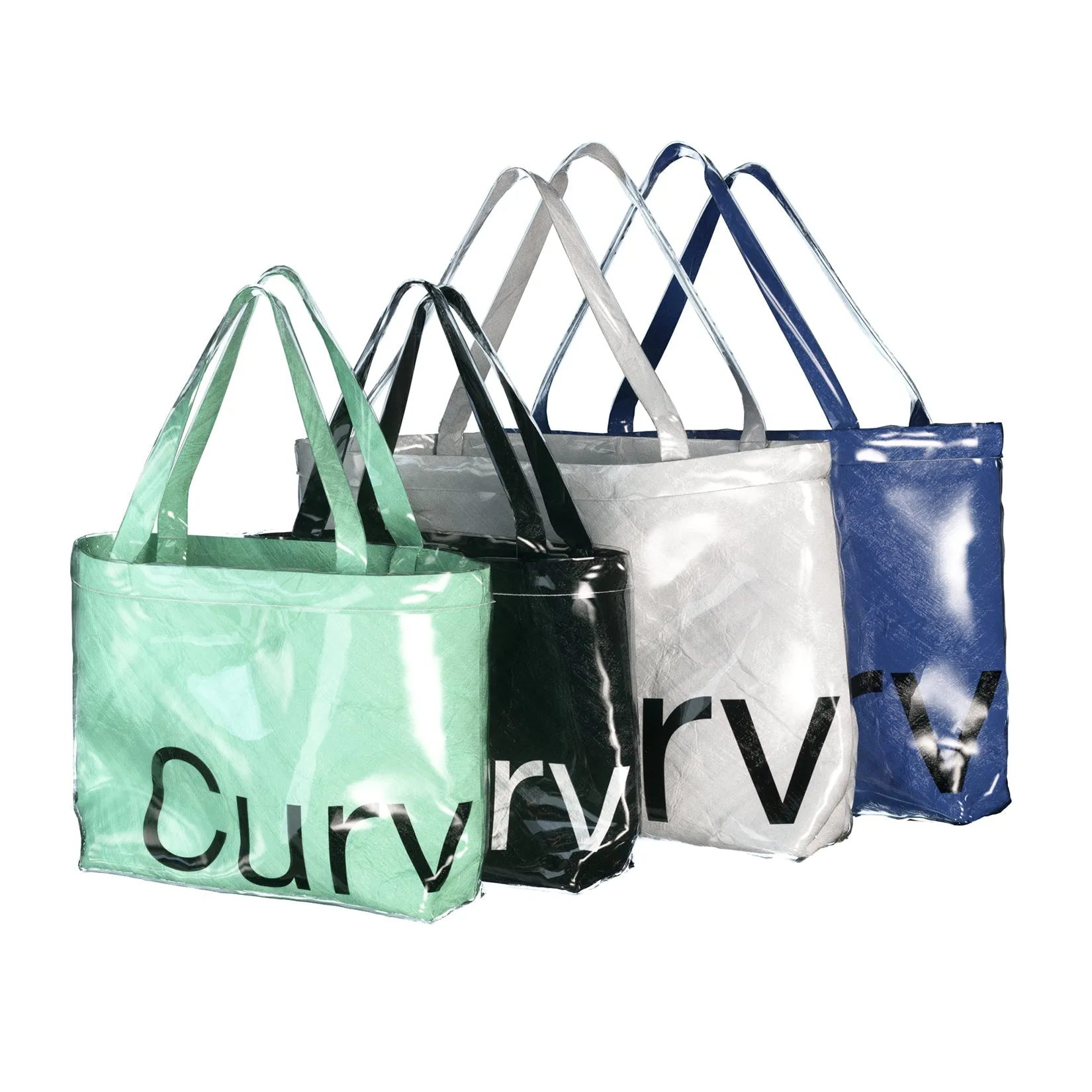 Large Black Curves Tyvek Tote