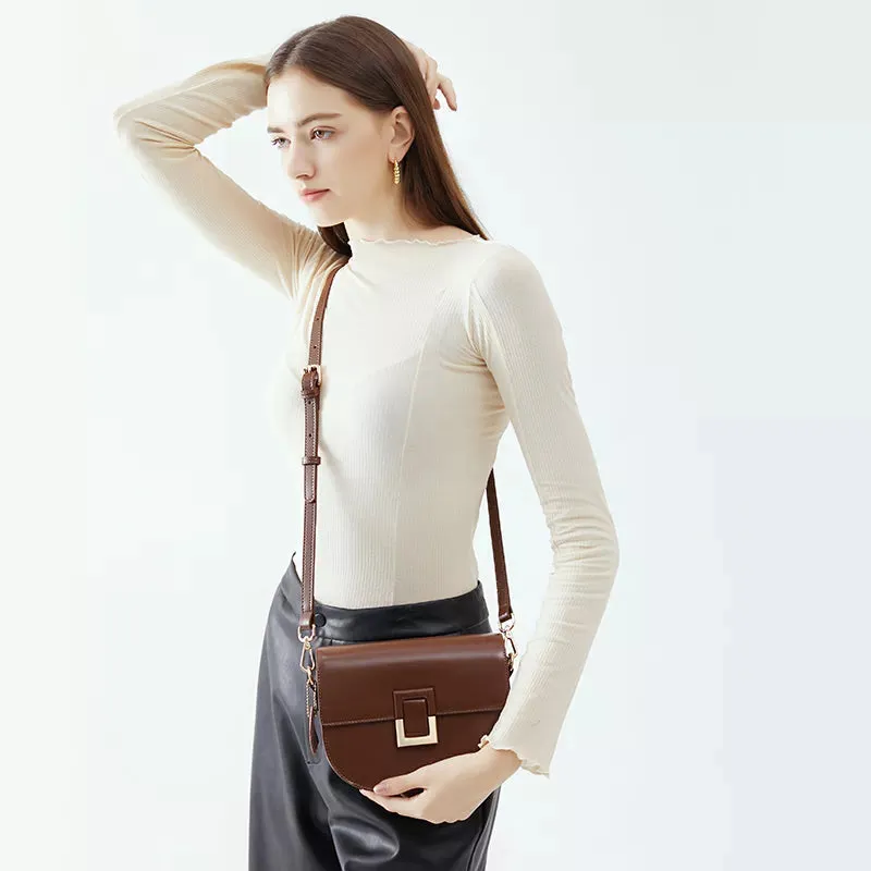 Leather Crossbody Saddle Bag