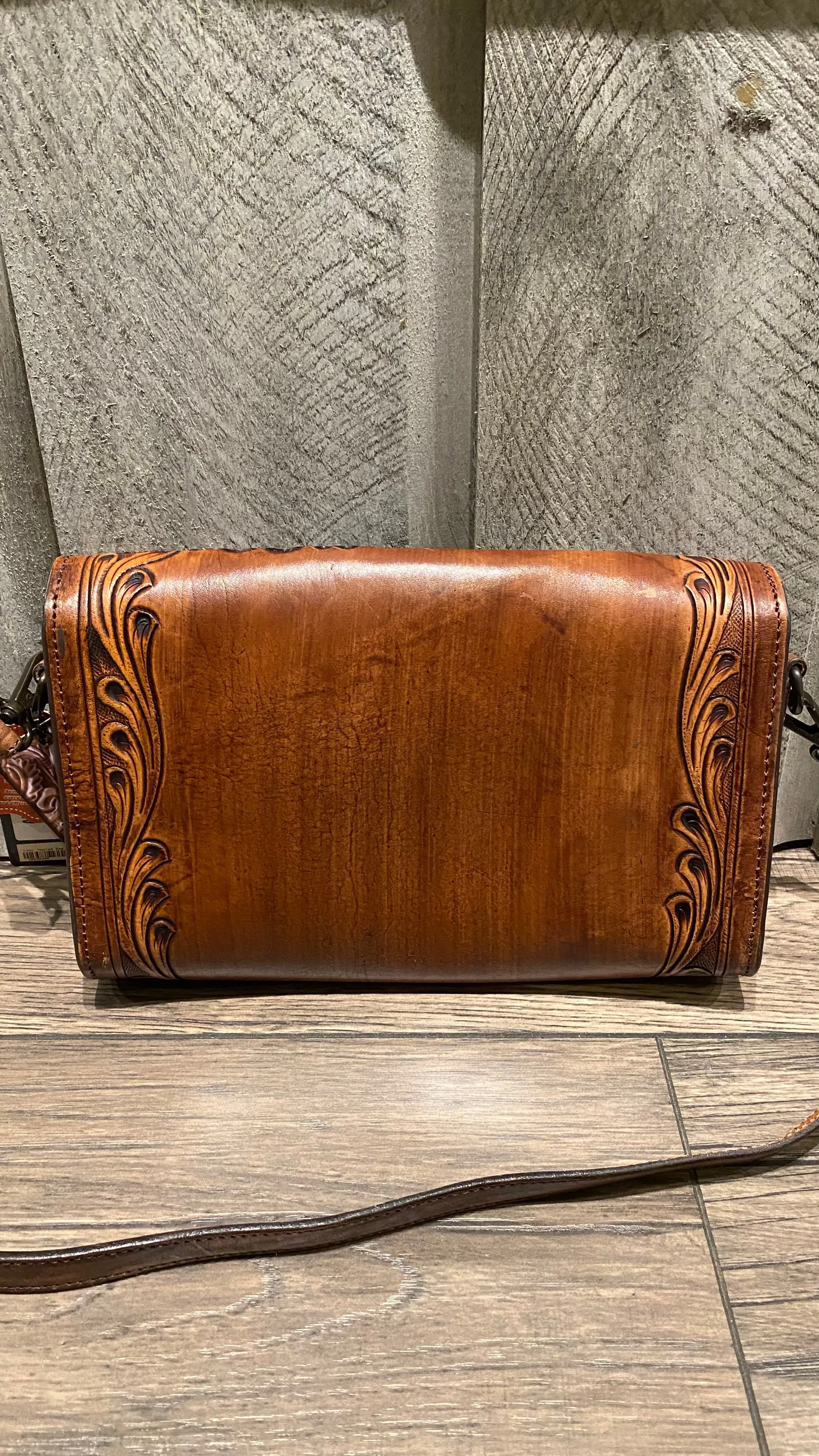 Leather Tooled Handbag Cognac