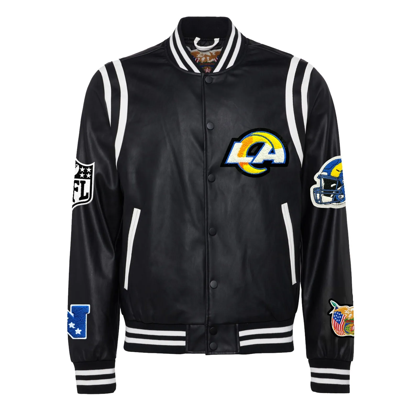 LOS ANGELES RAMS VEGAN LEATHER JACKET Black / White
