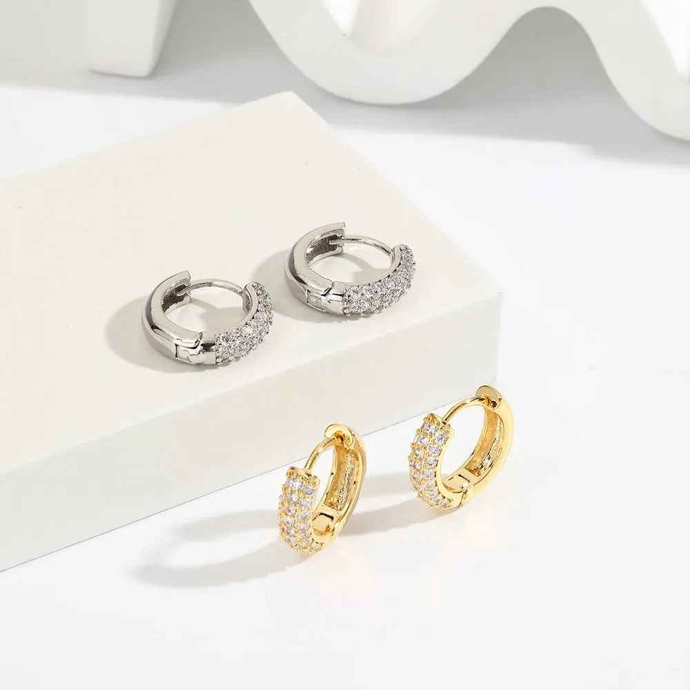 Luxurious Circle Geometric Copper Diamond Inlay Earrings