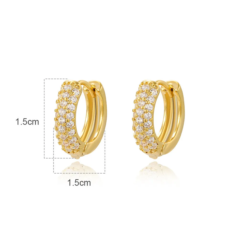 Luxurious Circle Geometric Copper Diamond Inlay Earrings