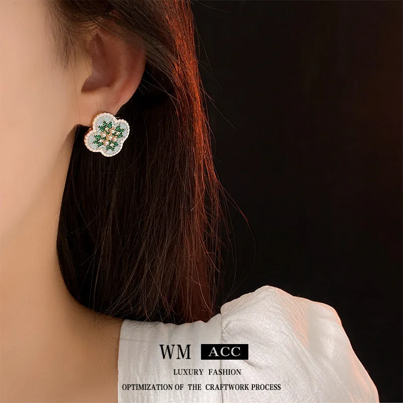 Luxurious Flower Flower Artificial Pearl Oil Dripping Earrings