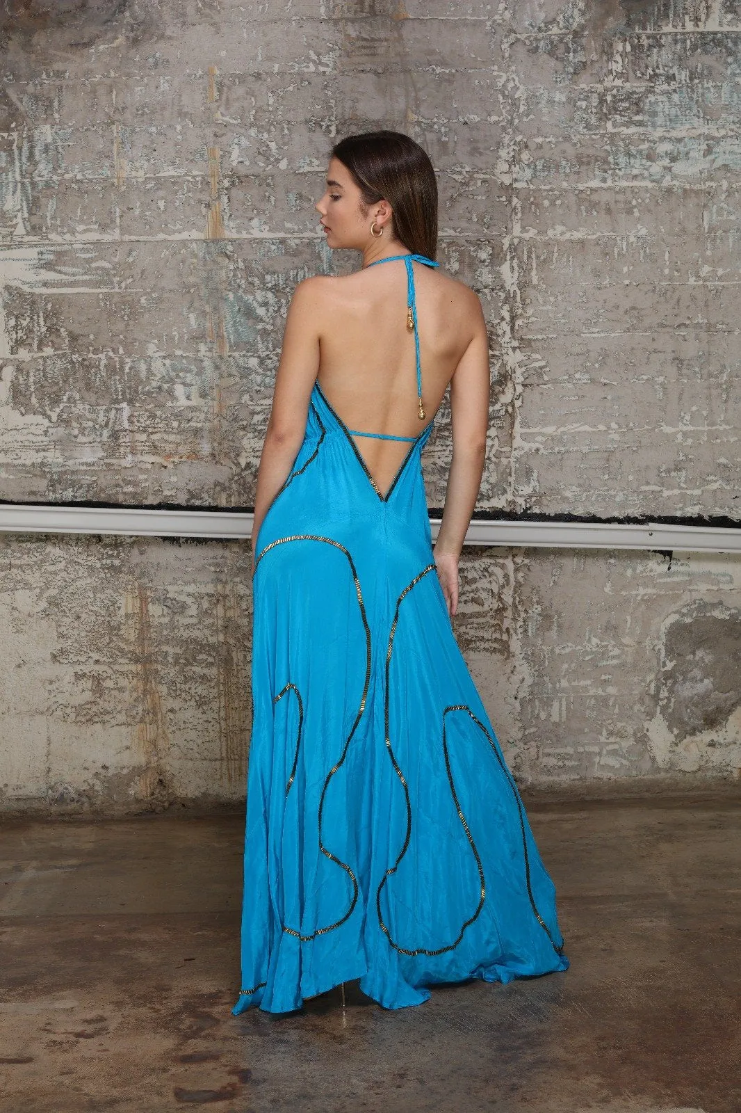 Luxurious Hi Lo Turquoise Dress
