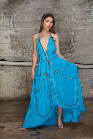 Luxurious Hi Lo Turquoise Dress