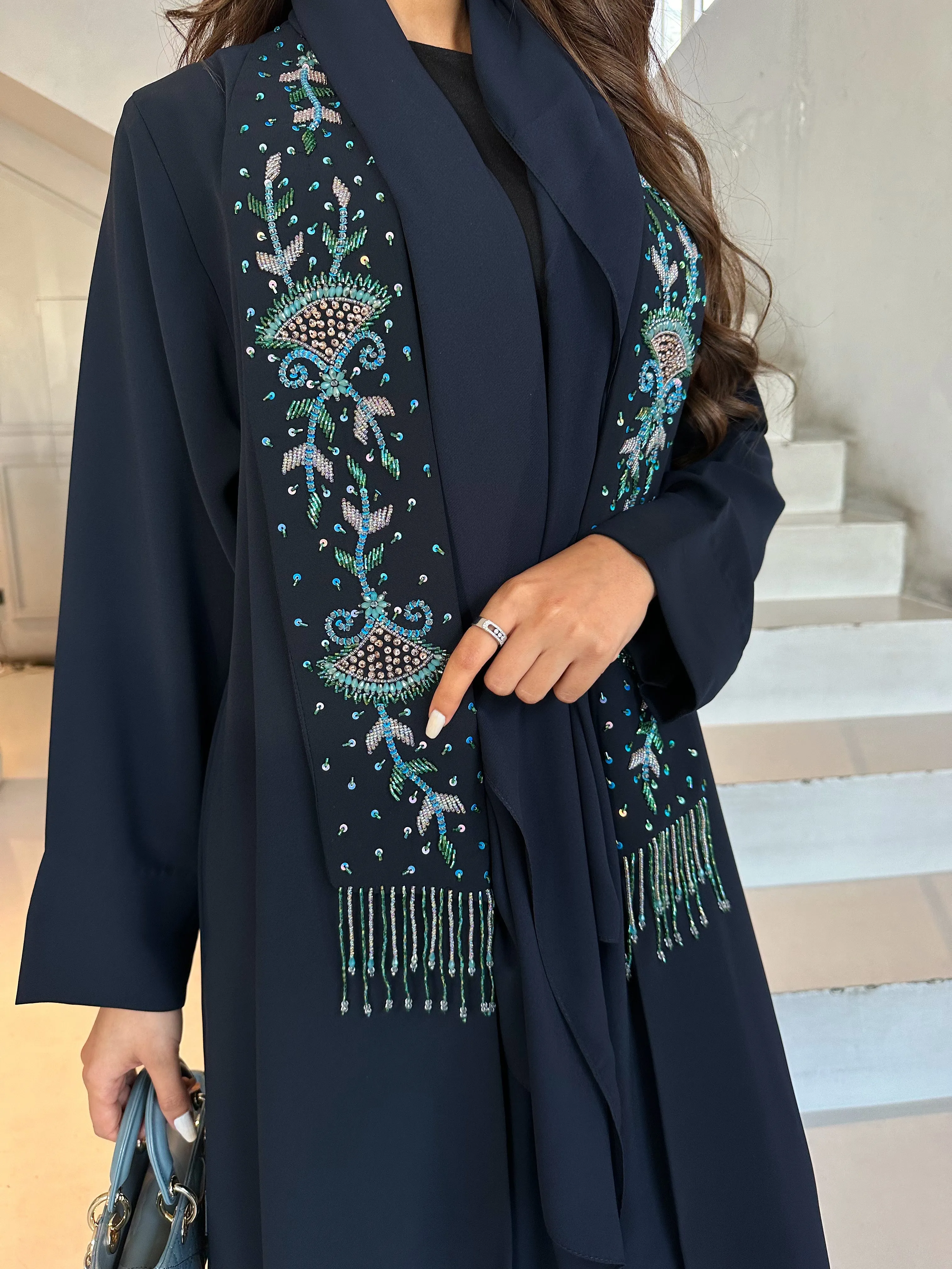 LUXURIOUS NAVY ABAYA #465
