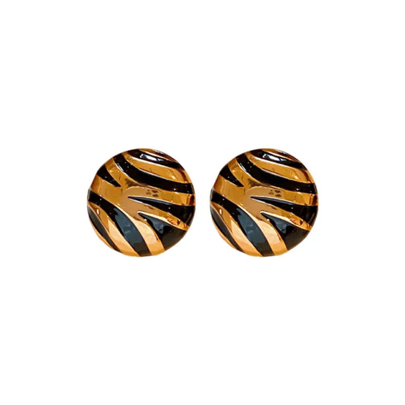 Luxurious Quadrilateral Round Geometric Copper Oil Dripping Earrings