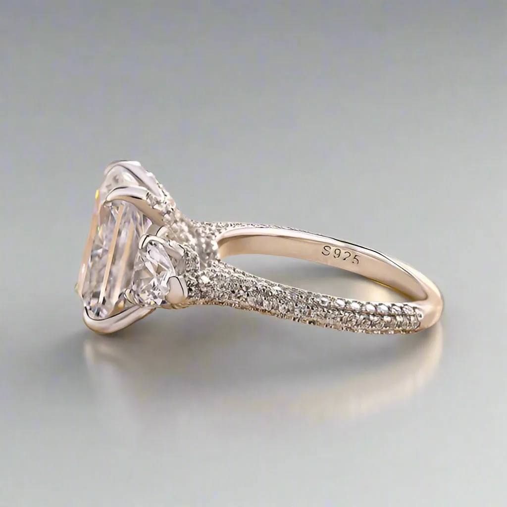 Luxurious Radiant Cut Three Stone Engagement Ring