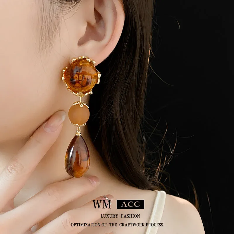Luxurious Round Ellipse Droplet Geometric Alloy Electroplating Earrings