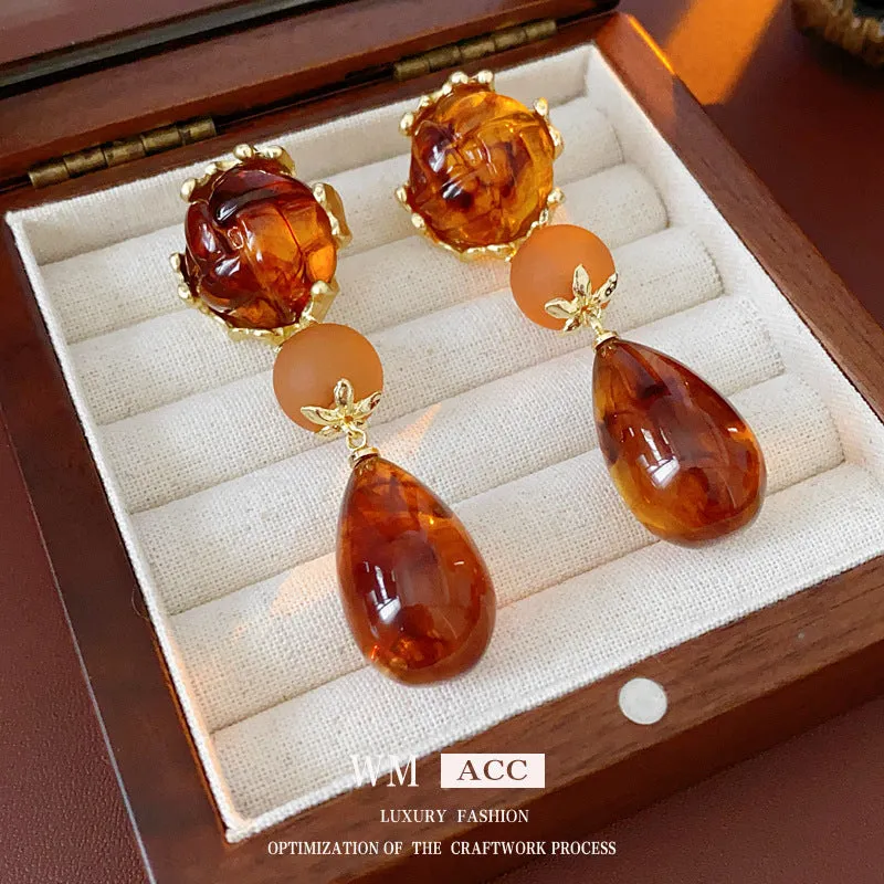 Luxurious Round Ellipse Droplet Geometric Alloy Electroplating Earrings