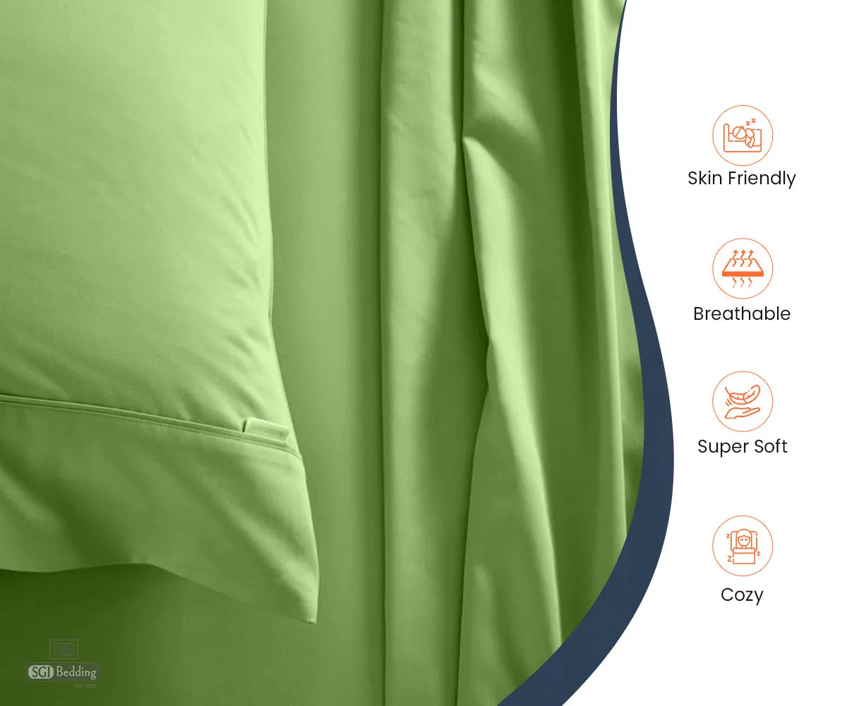 Luxurious Sage Split Head Sheets Set - 600TC