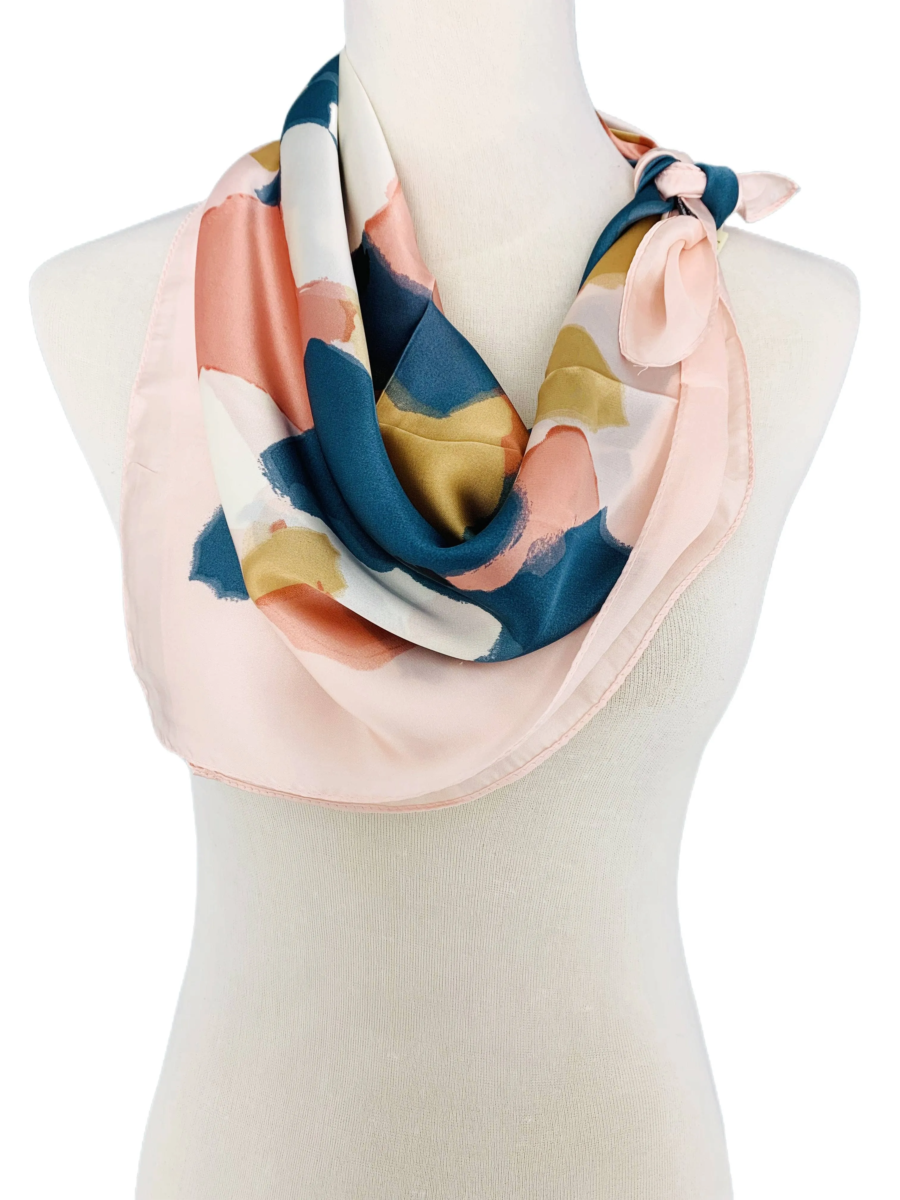 Luxurious Silk-Feel Square Scarf--Abstract Floral