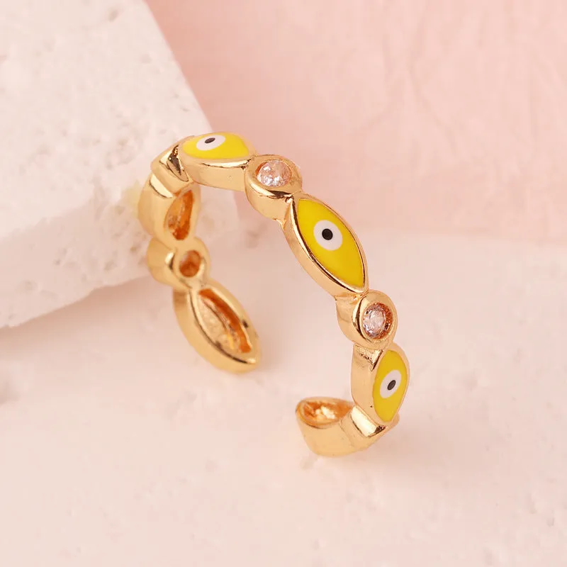 Luxurious Women Eye Geometric Copper Electroplating Rings