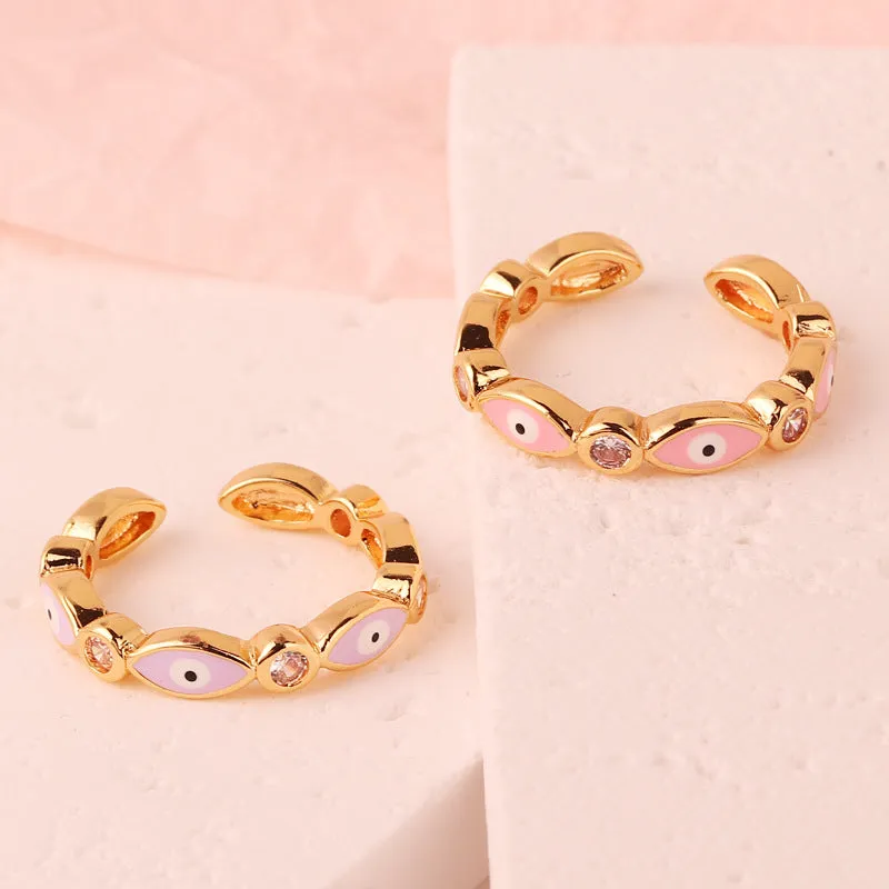 Luxurious Women Eye Geometric Copper Electroplating Rings