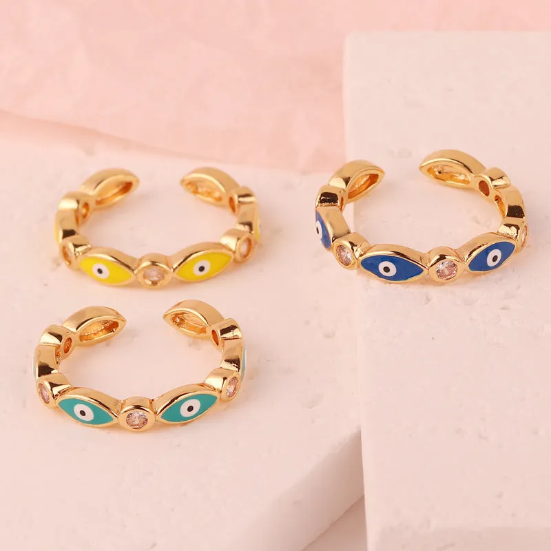 Luxurious Women Eye Geometric Copper Electroplating Rings