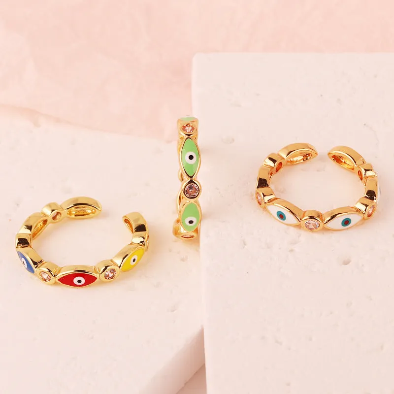 Luxurious Women Eye Geometric Copper Electroplating Rings