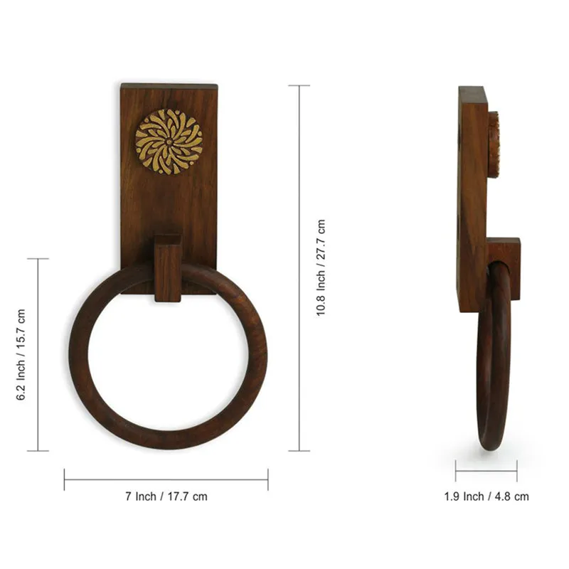 Madera Handcarved Sheesham Wood Towel Holder