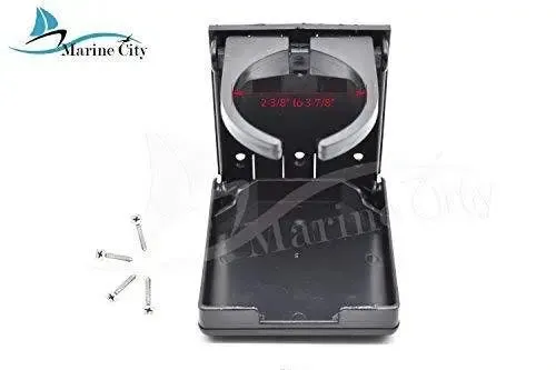 Marine City Black Plastic 2-3/8”to 3-7/8” Adjustable Arms Folding Cup Holder (1pcs)