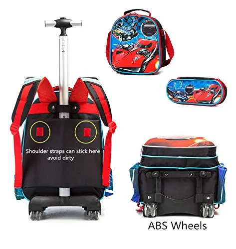 Meetbelify 3Pcs Rolling Backpack for Boys,School Backpack with Wheels for Boys