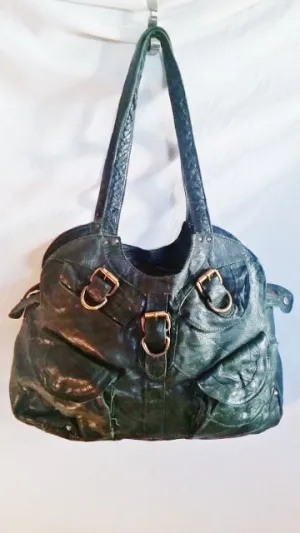 MIO ACCESSORI MONIQUE ELIZIA soft leather hobo satchel shoulder bag GREEN Industrial